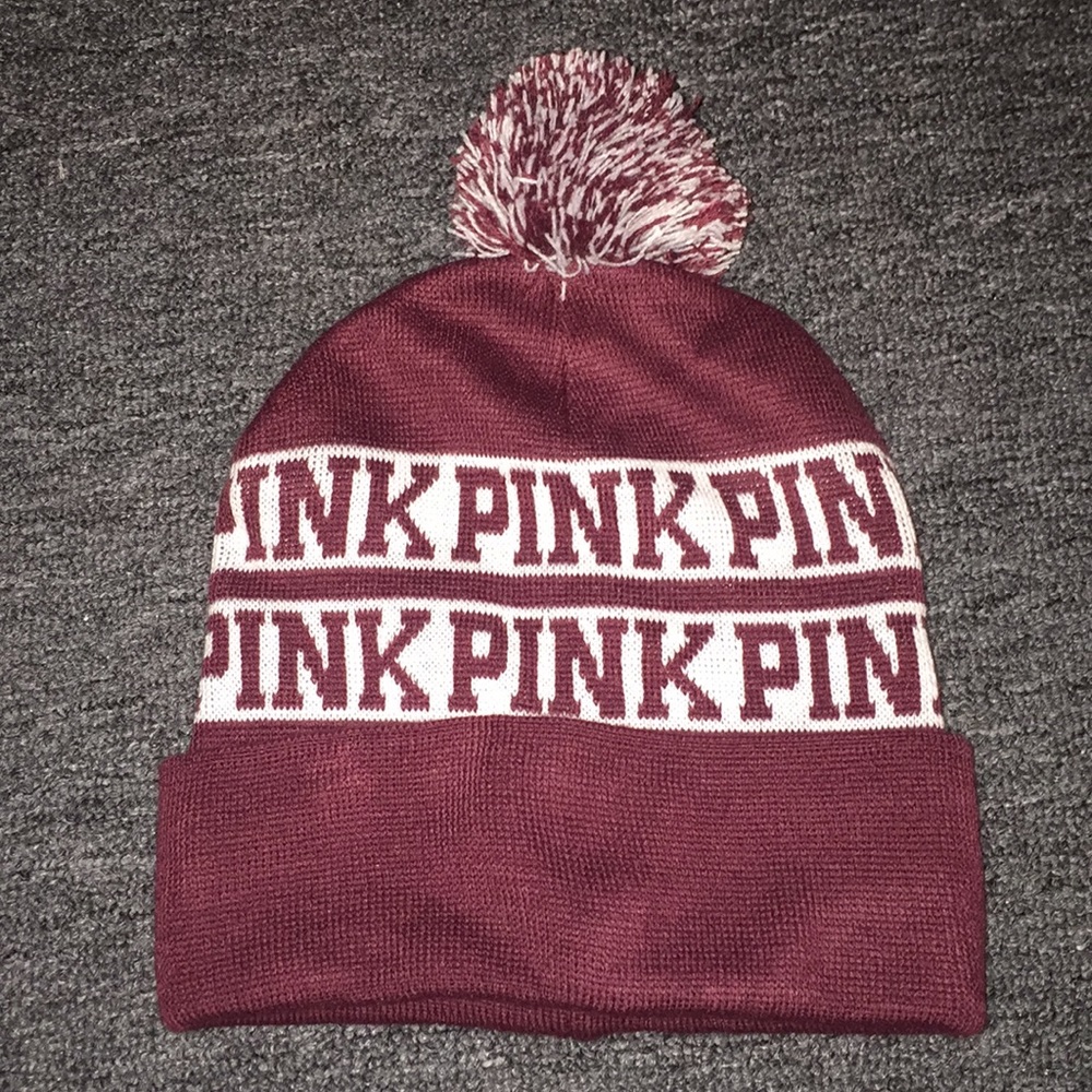 VS pink maroon beanie